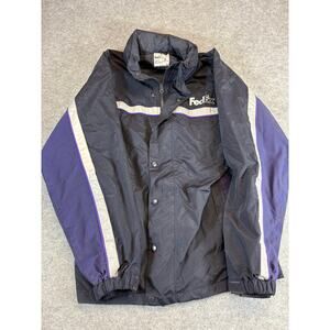 VINTAGE 90s FedEx VF Imagewear Work Jacket Mens Large Black Full Zip Windbreaker